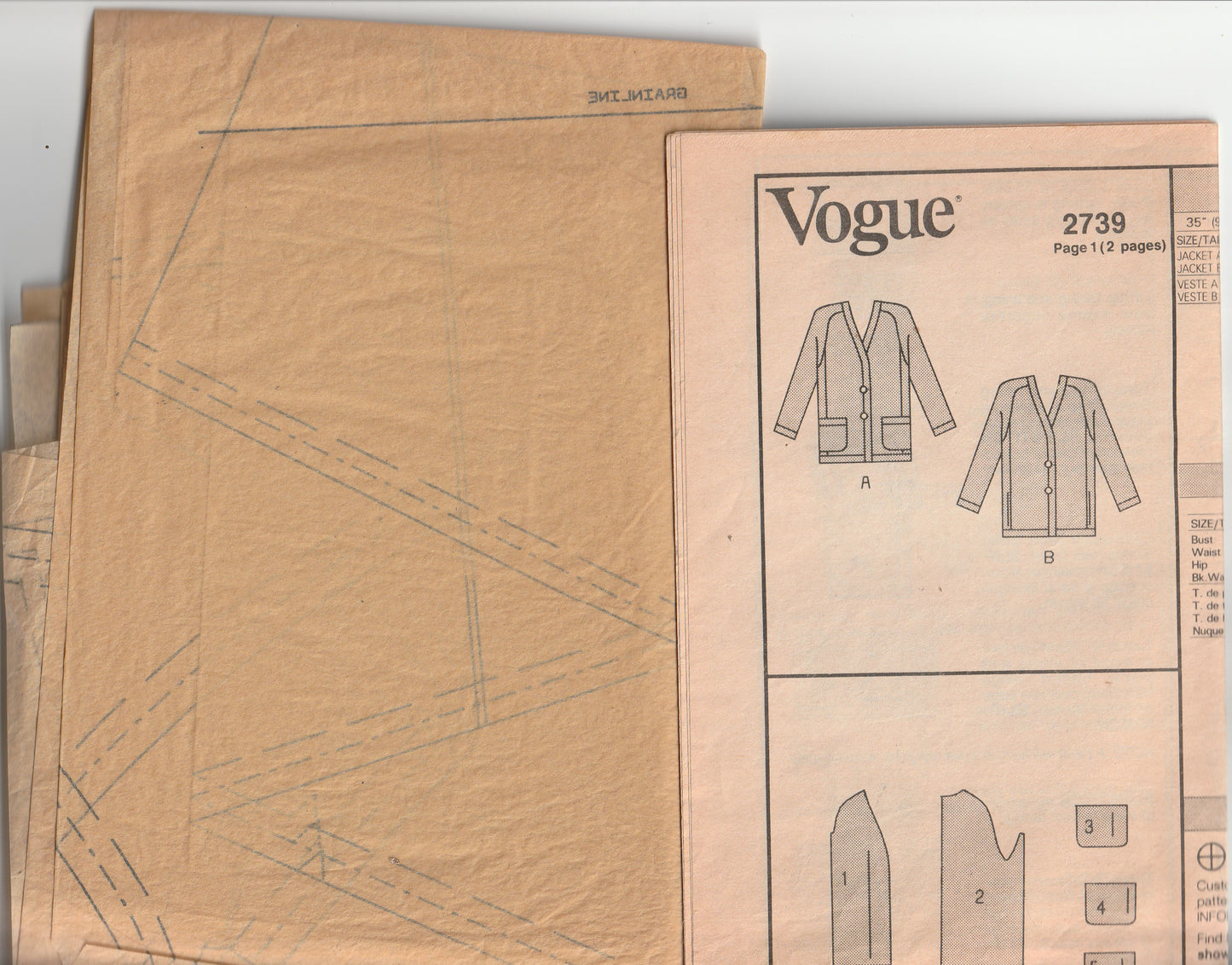 Vogue American Designer 2739 OSCAR DE LA RENTA Womens Cardigan Style Jacket 1990s Vintage Paper Sewing Pattern Size 12 - 16