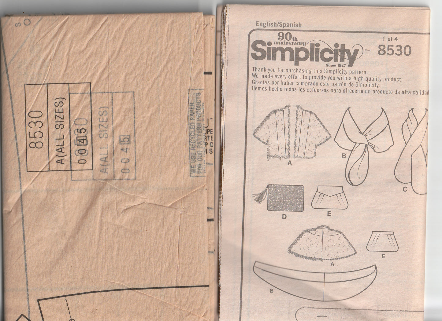 Simplicity 8530 ANDREA SCHEWE Womens Evening Stole Fur Cape & Purses Out Of Print Paper Sewing Pattern UNCUT Factory Folded