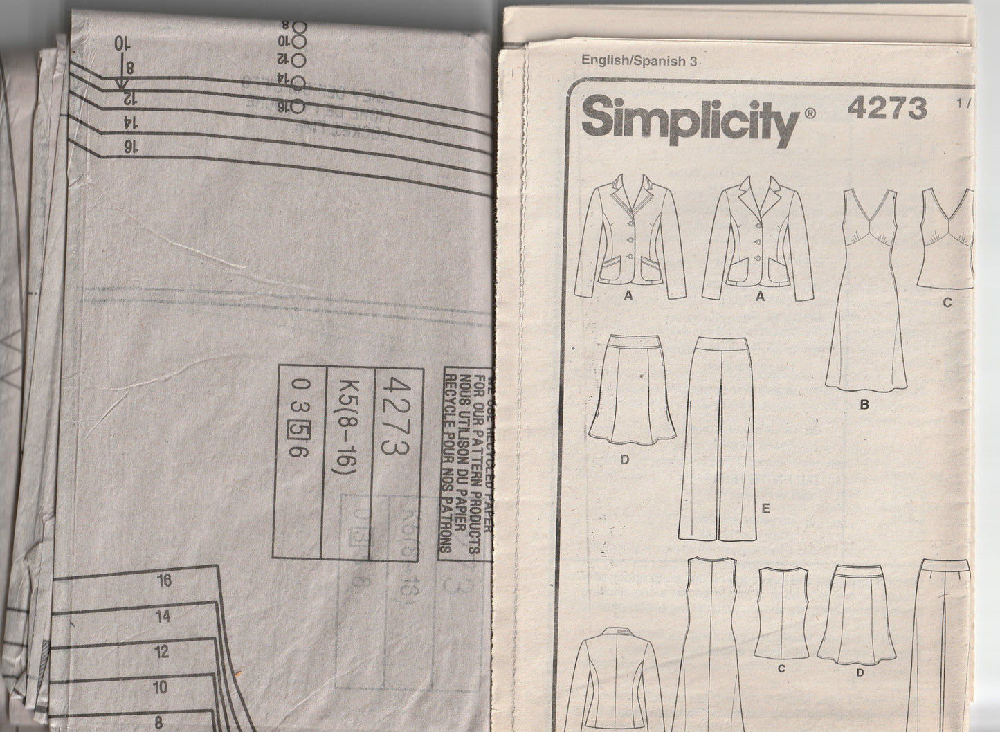 Simplicity 4273 Womens Capsule Wardrobe Shaped Jacket Yoked Top Skirt & Wide Leg Pants Out Of Print Paper Sewing Pattern Size 8 - 16 UNCUT Factory Folded