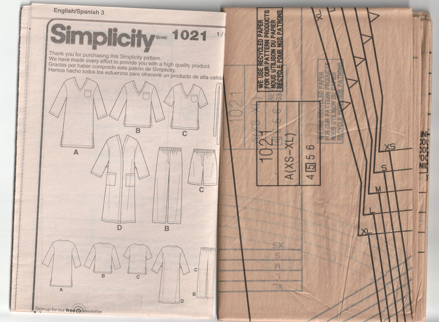 Simplicity 1021 Mens Classic Pyjamas Paper Sewing Pattern Size XS - XL UNCUT Factory Folded