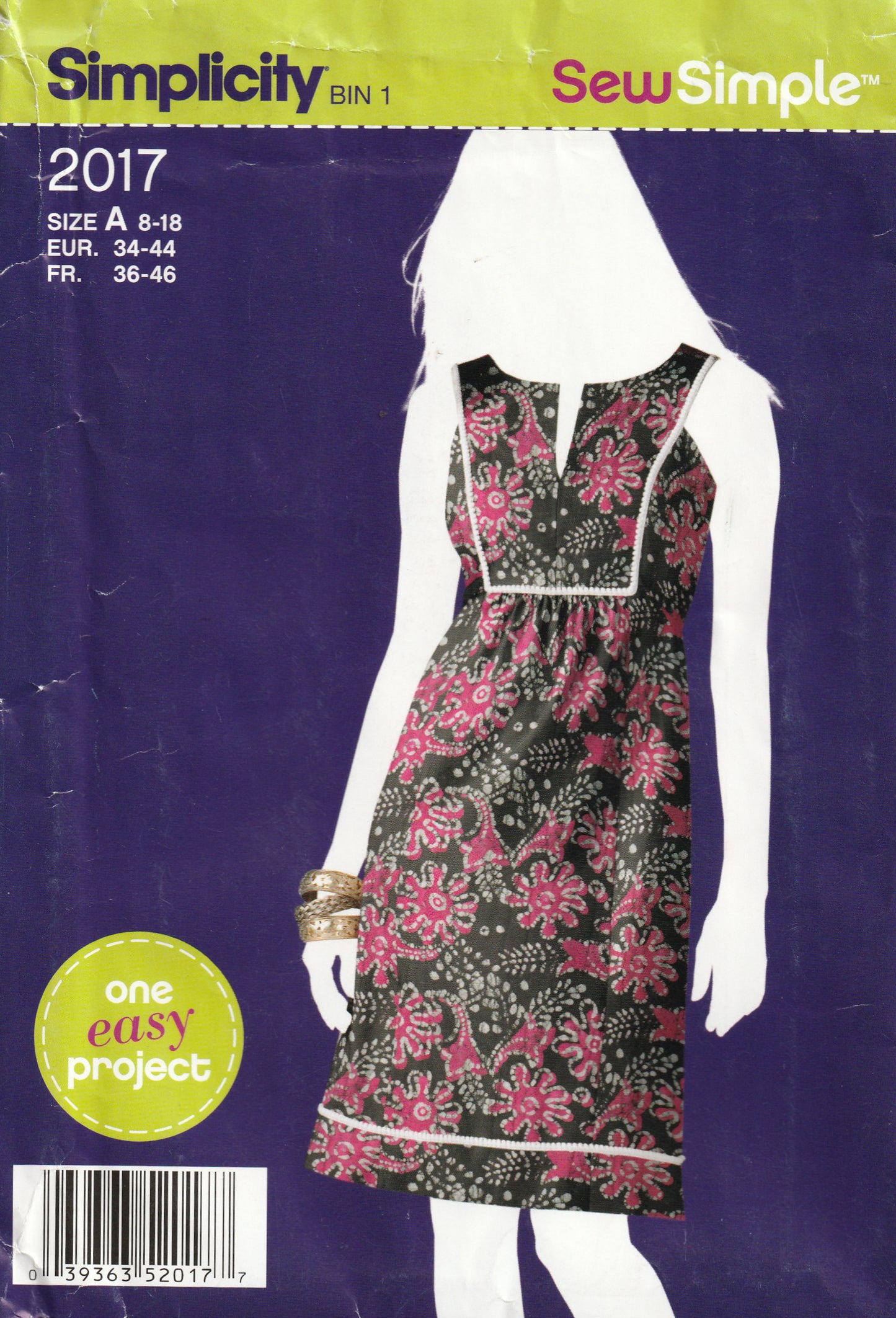 Simplicity 2017 Womens EASY Pullover Yoked Dress Out Of Print Paper Sewing Pattern Size 8 - 18 UNCUT Factory Folded