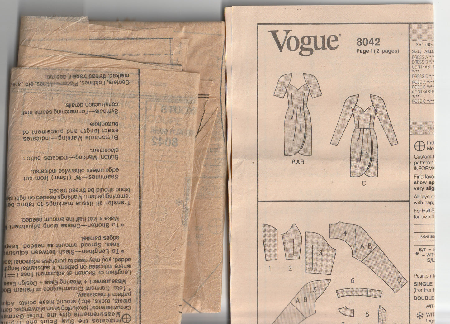 Vogue 8042 Womens Slim Asymmetric Dress with Petal Shaped Skirt 1990s Vintage Paper Sewing Pattern Size 8 - 12