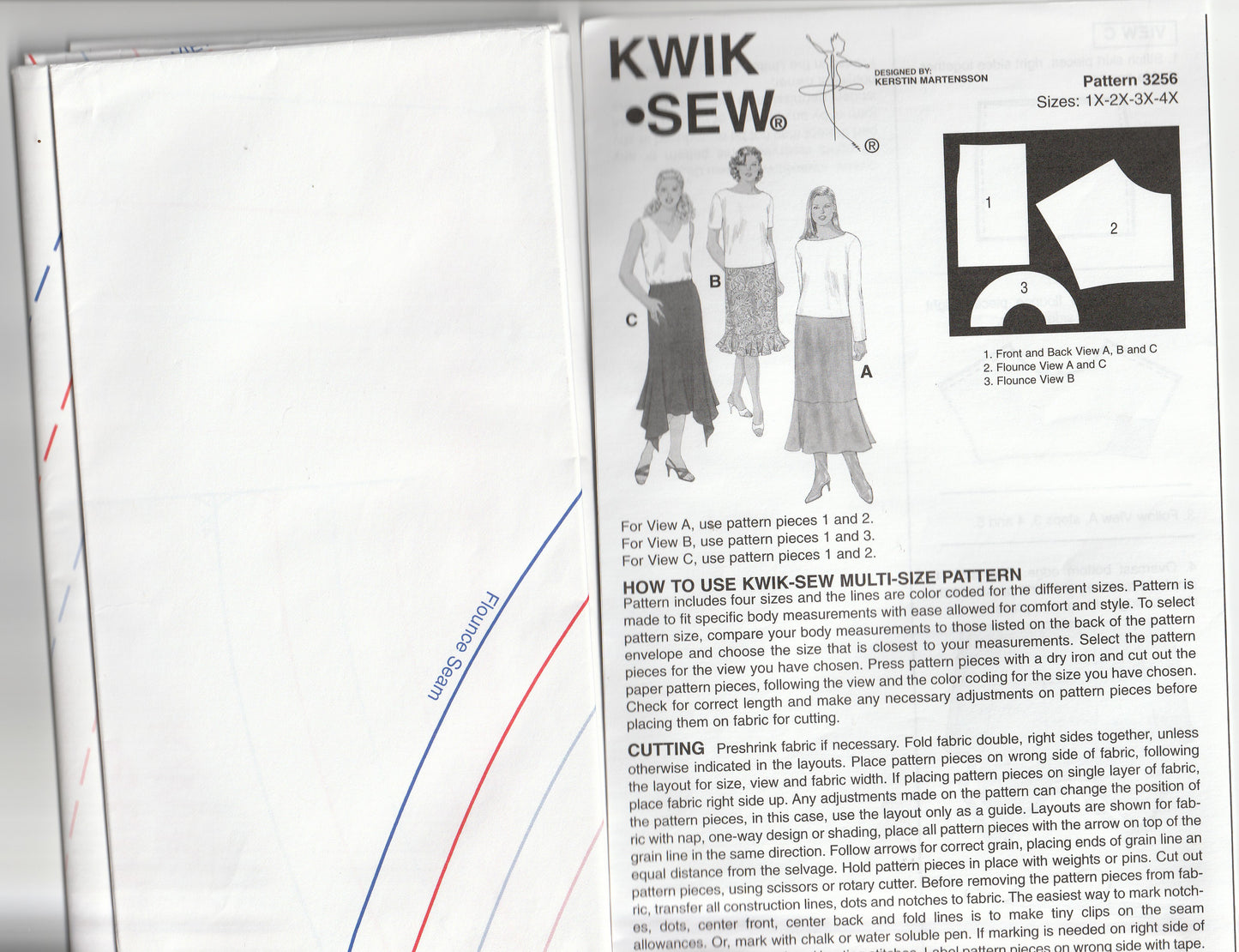 Kwik Sew 3256 Womens Pull On Skirts with Hem Variations Out Of Print Paper Sewing Pattern Size 1X - 4X UNCUT Factory Folded