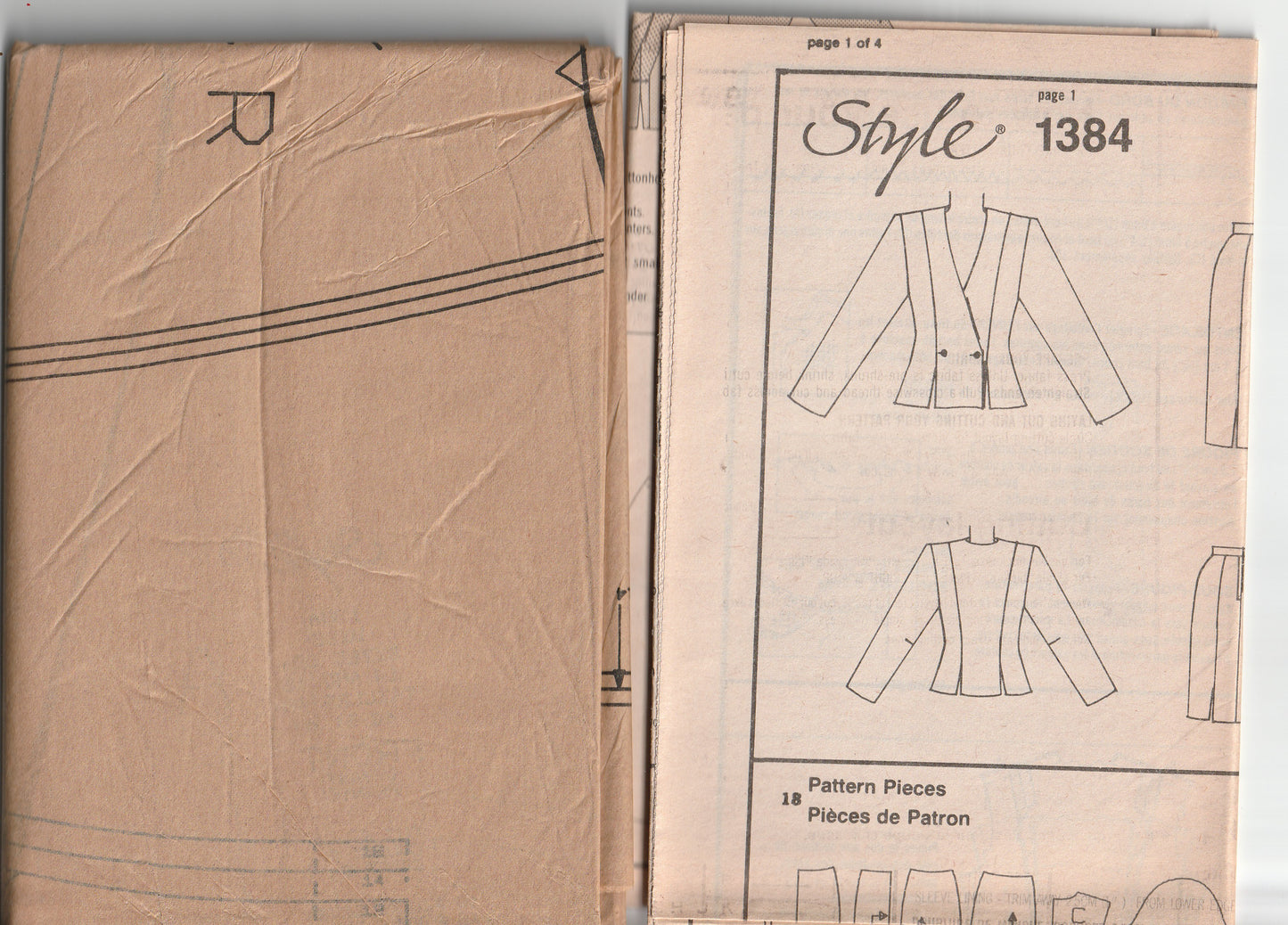 Style 1384 BRUCE OLDFIELD Womens Lined Cropped Jacket & Lined Slim Skirt 1980s Vintage Paper Sewing Pattern 12 - 16 UNCUT Factory Folded