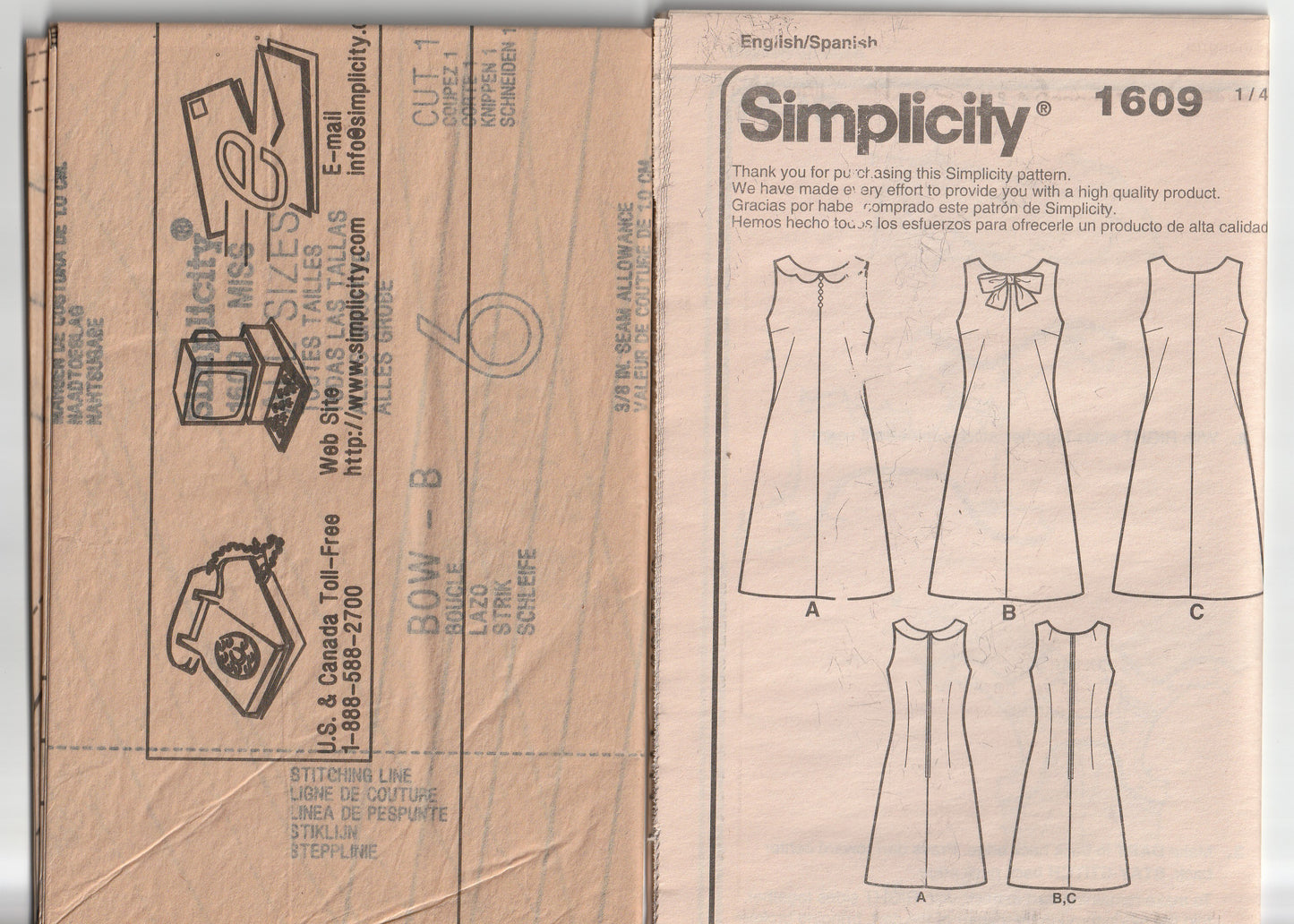 Simplicity 1609 Womens Reissued Mod 1960s Jiffy Shift Dress Paper Sewing Pattern Size 14 - 22 UNCUT Factory Folded