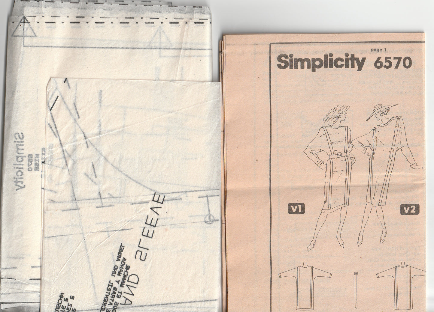 Simplicity 6570 OLEG CASSINI Womens Panelled Dolman Sleeved Evening Dress 1980s Vintage Paper Sewing Pattern Size 12 Bust 34 inches