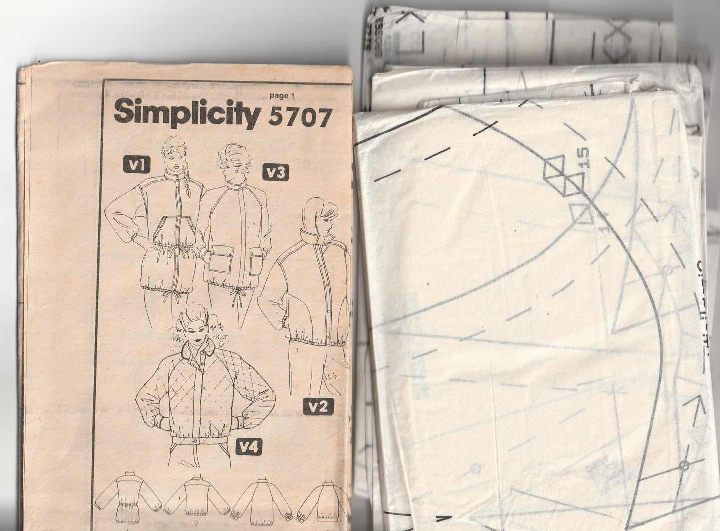 Simplicity 5707 Womens Casual Unlined Jacket in 3 Lengths 1980s Vintage Paper Sewing Pattern Size 14 Bust 36 Inches