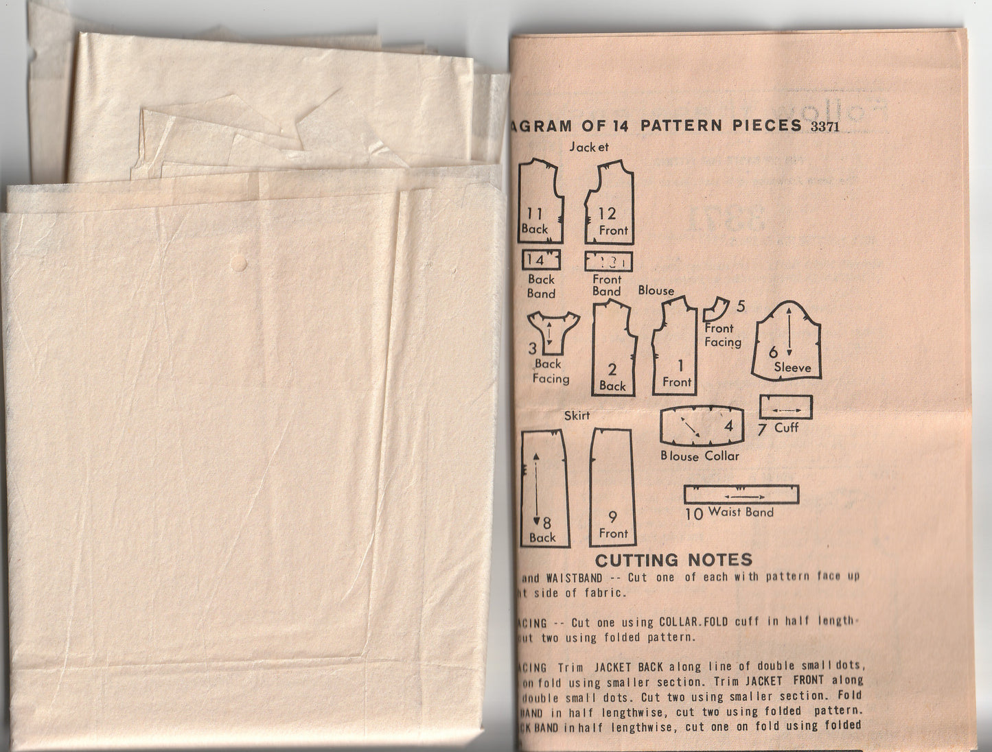 Butterick 3371 Womens High Cowl Neck Blouse Cropped Vest & Skirt 1960s Vintage Paper Sewing Pattern Size 12 Bust 32 inches