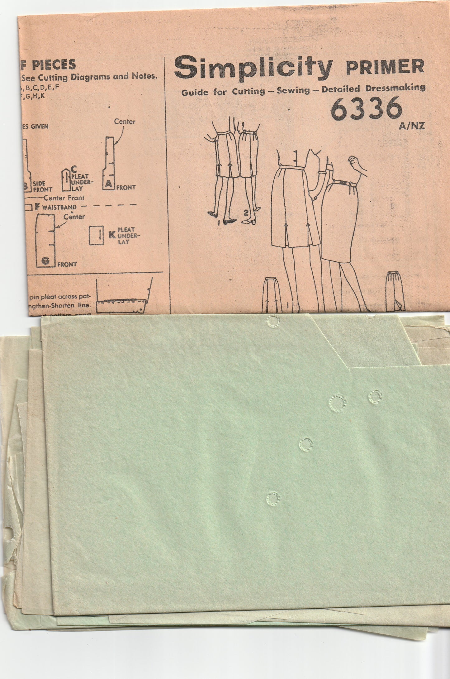 Simplicity 6336 Womens Straight or Pleated Skirts 1960s Vintage Paper Sewing Pattern Waist 26 inches