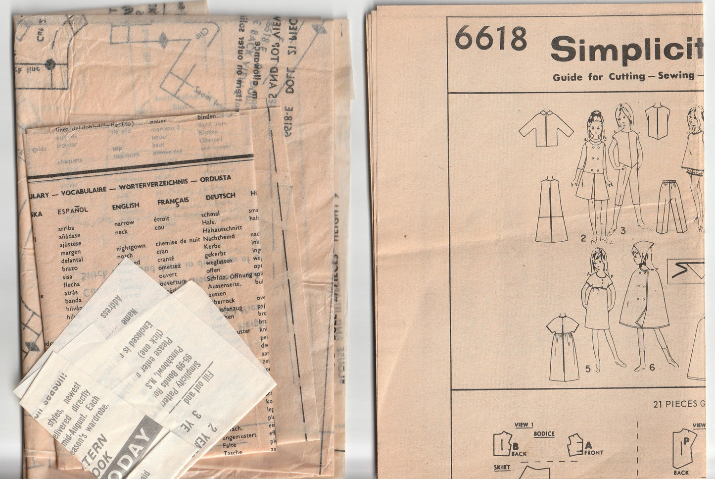 Simplicity 6618 Wardrobe For 9 Inch Dolls 1960s Vintage Paper Sewing Pattern