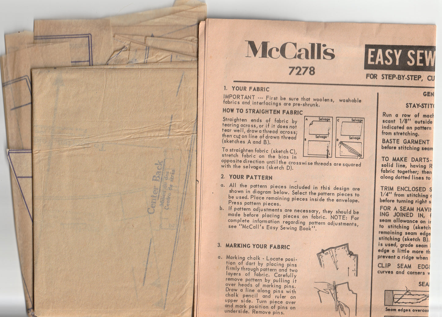 McCall's 7278 Teen Girl's Summer Separates 1960s Vintage Paper Sewing Pattern Size 12