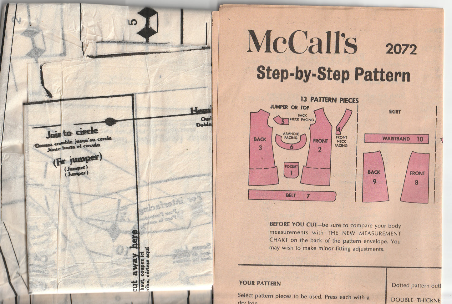 McCall's 2072 Girl's Separates Wardrobe 1960s Vintage Paper Sewing Pattern Size 7