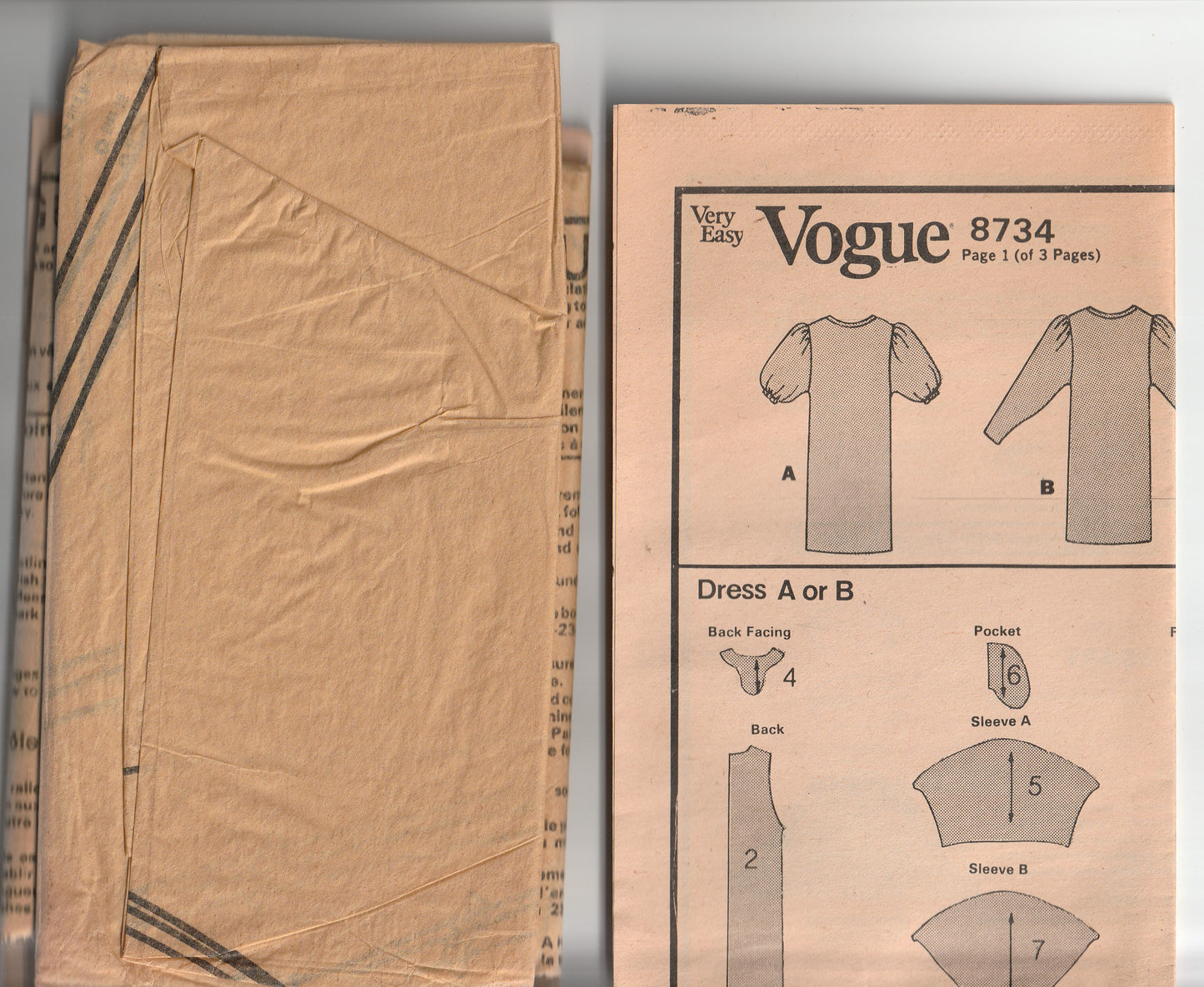 Very Easy Vogue 8734 Womens Evening Dress with Gathered Dolman Sleeves 1980s Vintage Paper Sewing Pattern Size 8 - 12