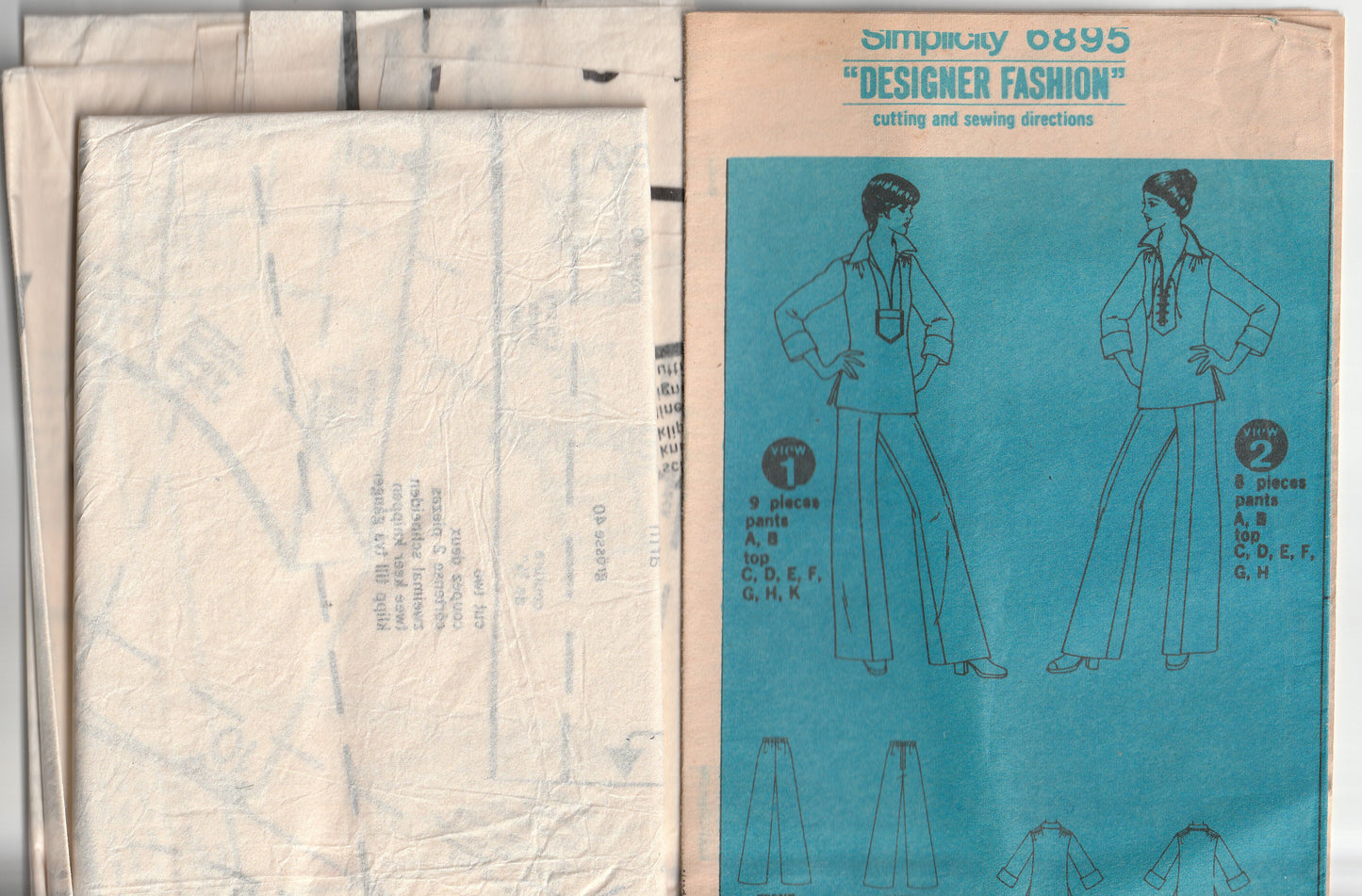 Simplicity 6895 Designer Womens Pullover Caftan Style Top & Wide Leg Pants 1970s Vintage Paper Sewing Pattern Size 14 But 36 Inches