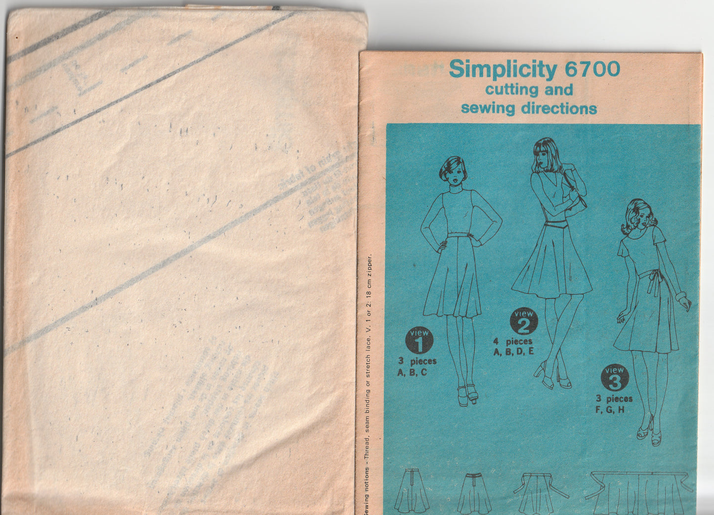 Simplicity 6700 Womens Flared Wrap Skirt & Panelled Bias Cut Skirts 1970s Vintage Paper Sewing Pattern Size 14 Waist 28 Inches