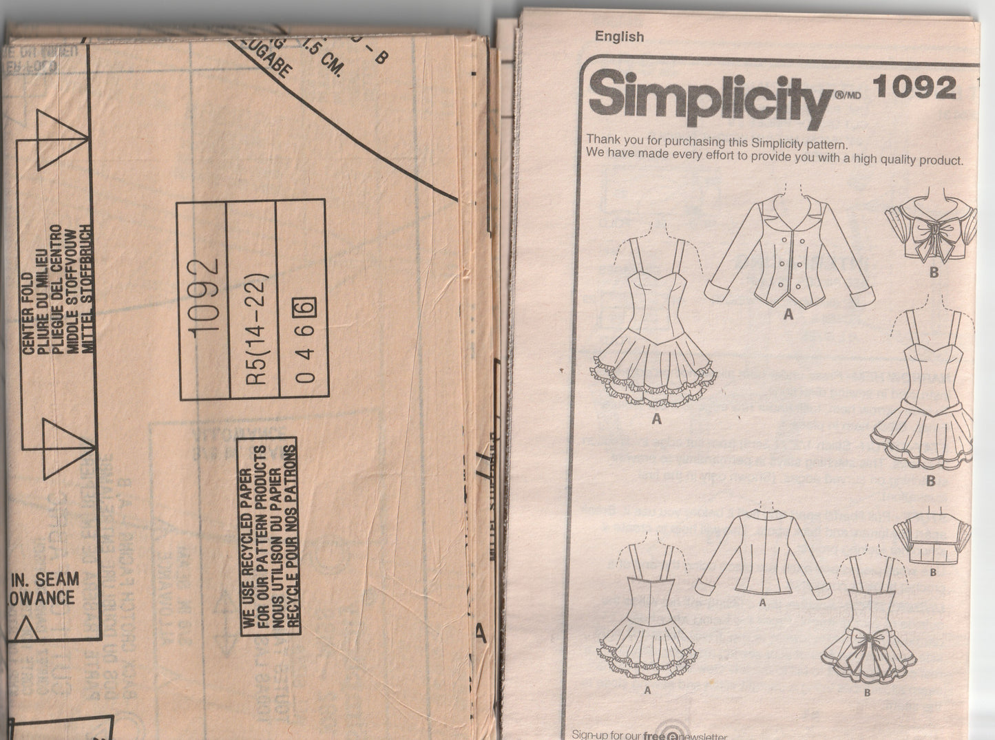 Simplicity 1092 ANDREA SCHEWE Womens Stretch Knit SAILOR MOON Costume with Built In Bodysuit Out Of Print Paper Sewing Pattern Size 14 - 22 UNCUT Factory Folded