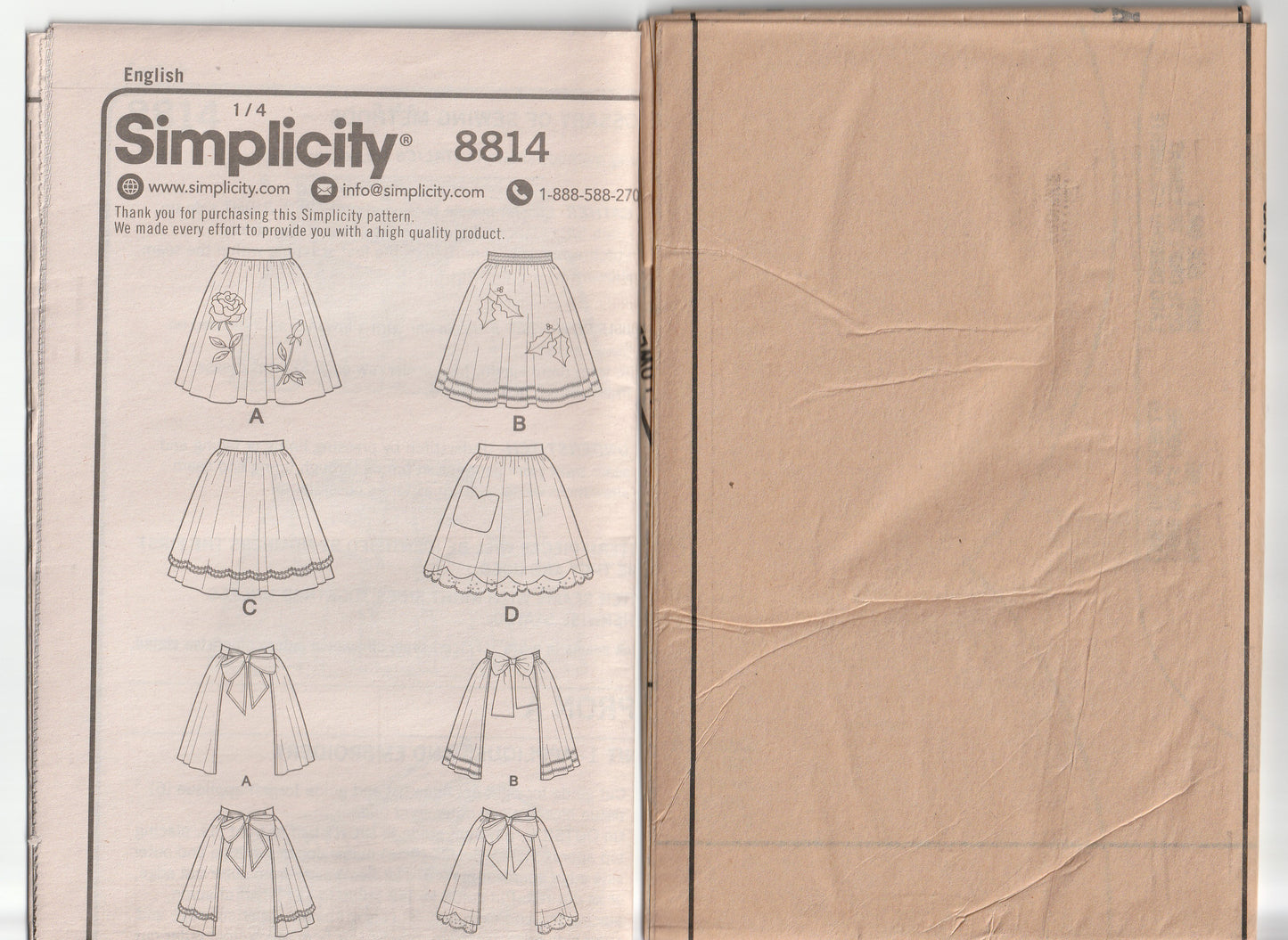 Simplicity 8814 Womens EASY Half Kitchen Aprons 1950s Reissued Out Of Print Paper Sewing Pattern ONE SIZE UNCUT Factory Folded