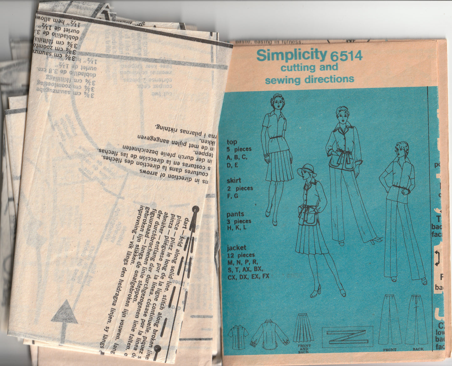 Simplicity 6514 Womens Safari Style Separates 1970s Vintage Paper Sewing Pattern Size 10 Bust 32.5 inches