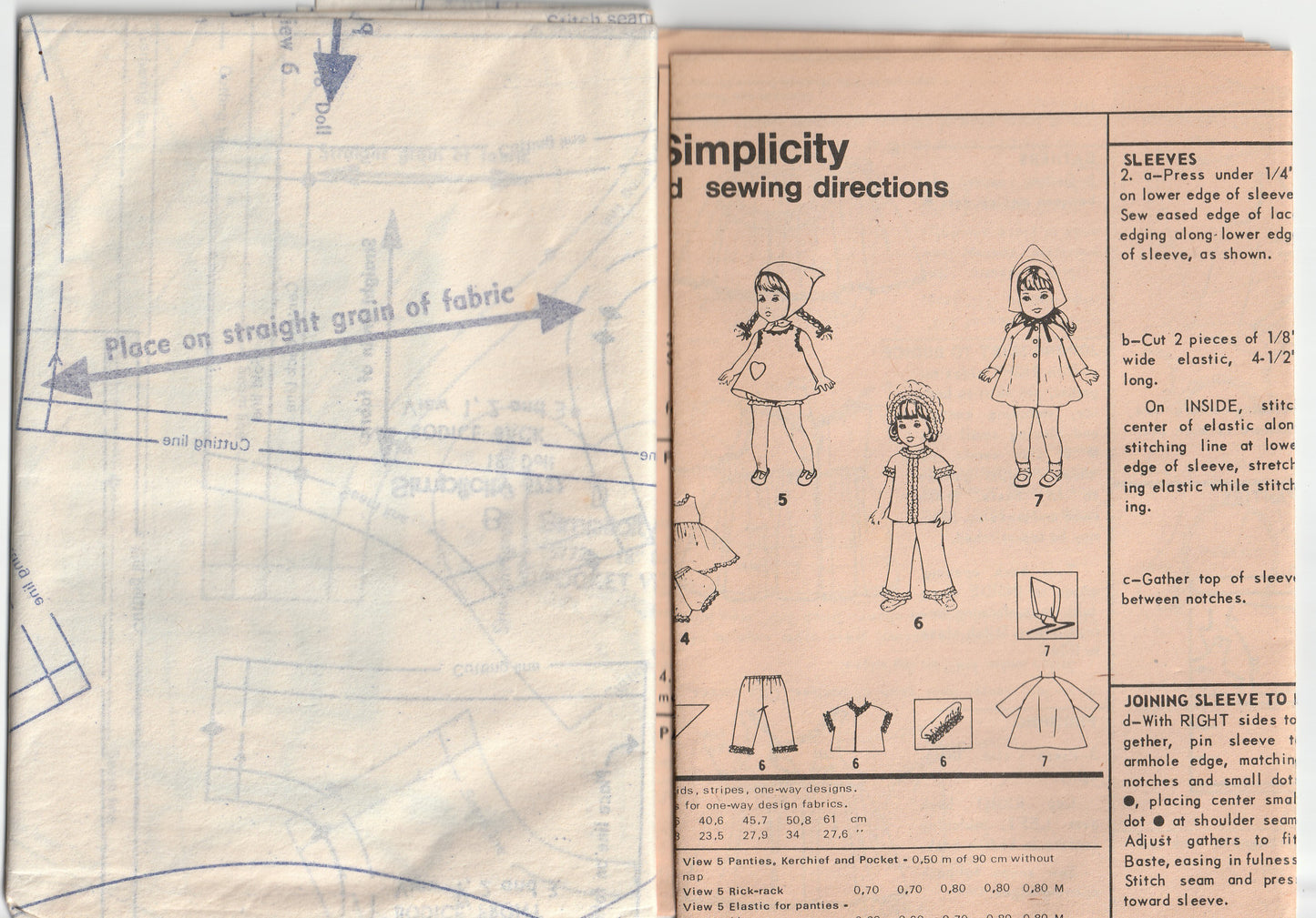 Simplicity 5722 Retro Baby Doll Wardrobe for 18 Inch Dolls 1970s Vintage Paper Sewing Pattern UNCUT Factory Folded