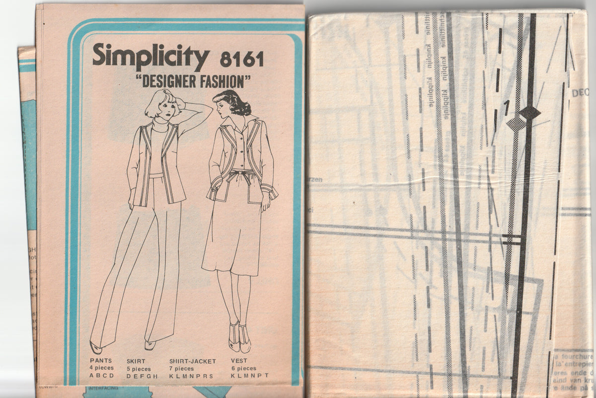Simplicity 8161 Womens Designer Wide Collar Shirt-Jacket Vest Skirt ...