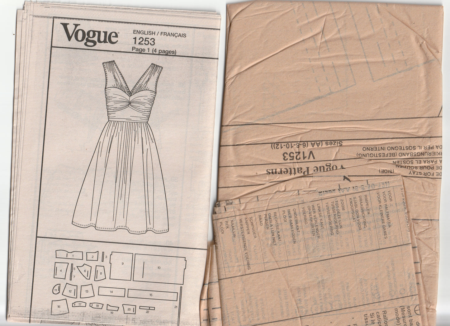 Patrón de costura agotado para vestido fruncido de punto elástico para mujer TRACY REESE de la diseñadora estadounidense Vogue 1253, talla 6-12, sin cortar, doblado de fábrica