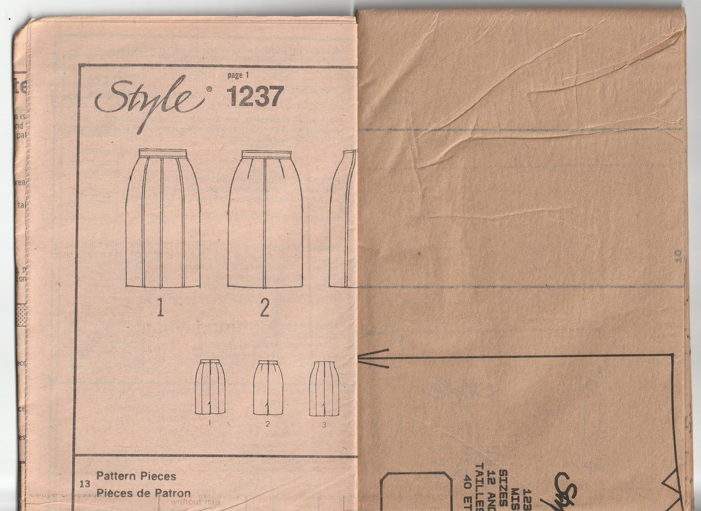 Style 1237 Womens High Waisted Pencil Skirts 1980s Vintage Paper Sewing Pattern 10 - 14 UNCUT Factory Folded