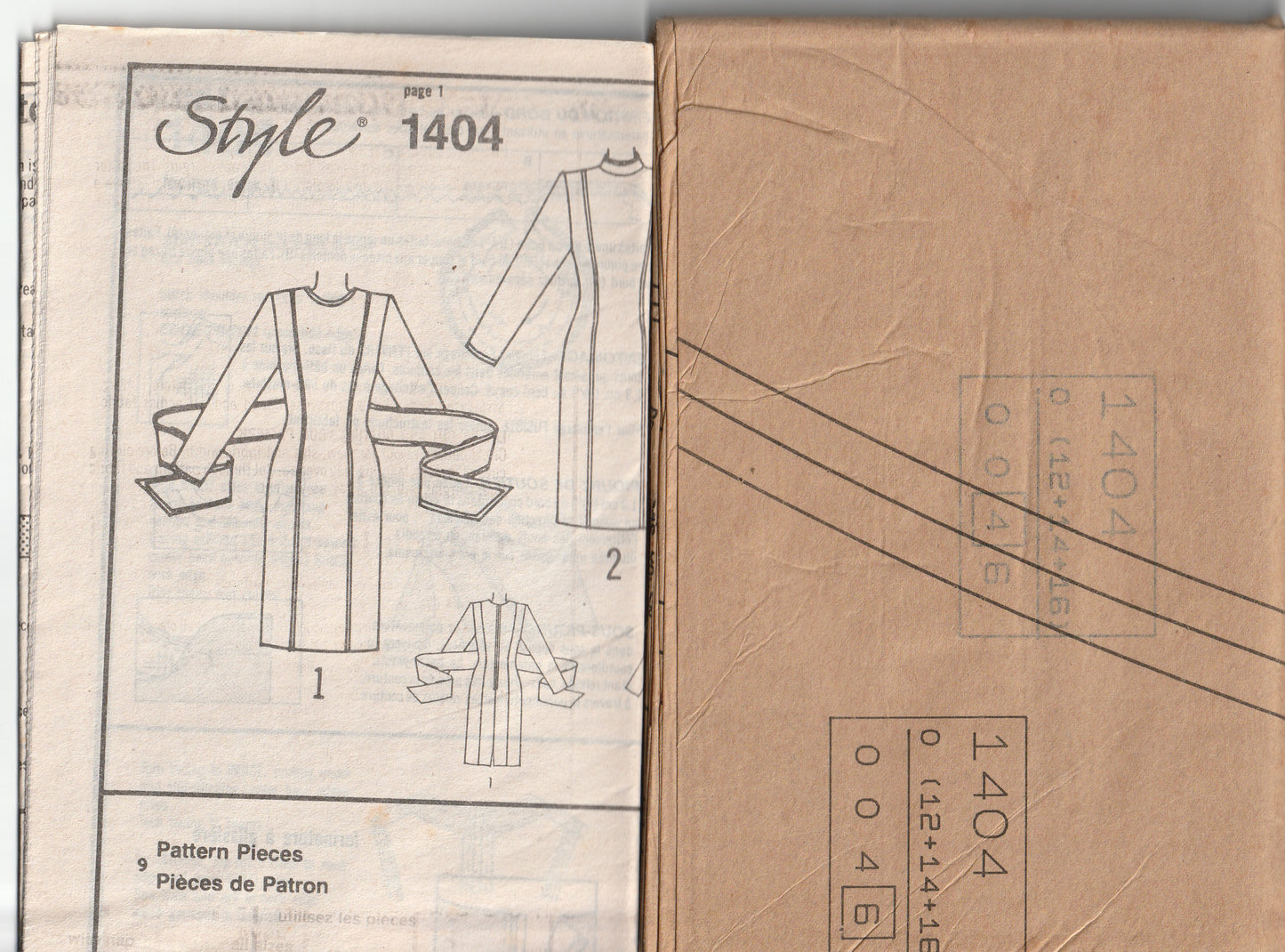 Style 1404 Womens Panelled Sheath Dress with Optional Attached Tie Belt 1980s Vintage Paper Sewing Pattern 12 - 16 UNCUT Factory Folded