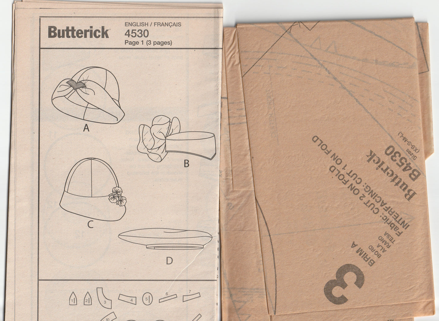 Butterick 4530 Womens Hats in 4 Styles Out Of Print Paper Sewing Pattern UNCUT Factory Folded