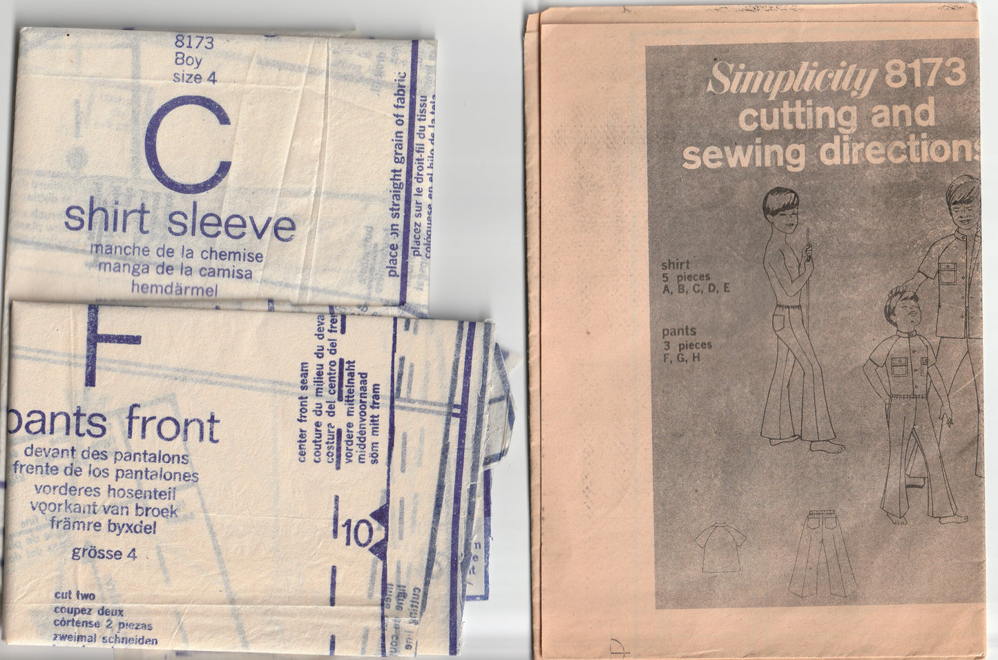 Simplicity 8173 Boys Shirt & Bell Bottom Pants 1960s Vintage Paper Sewing Pattern Size 4
