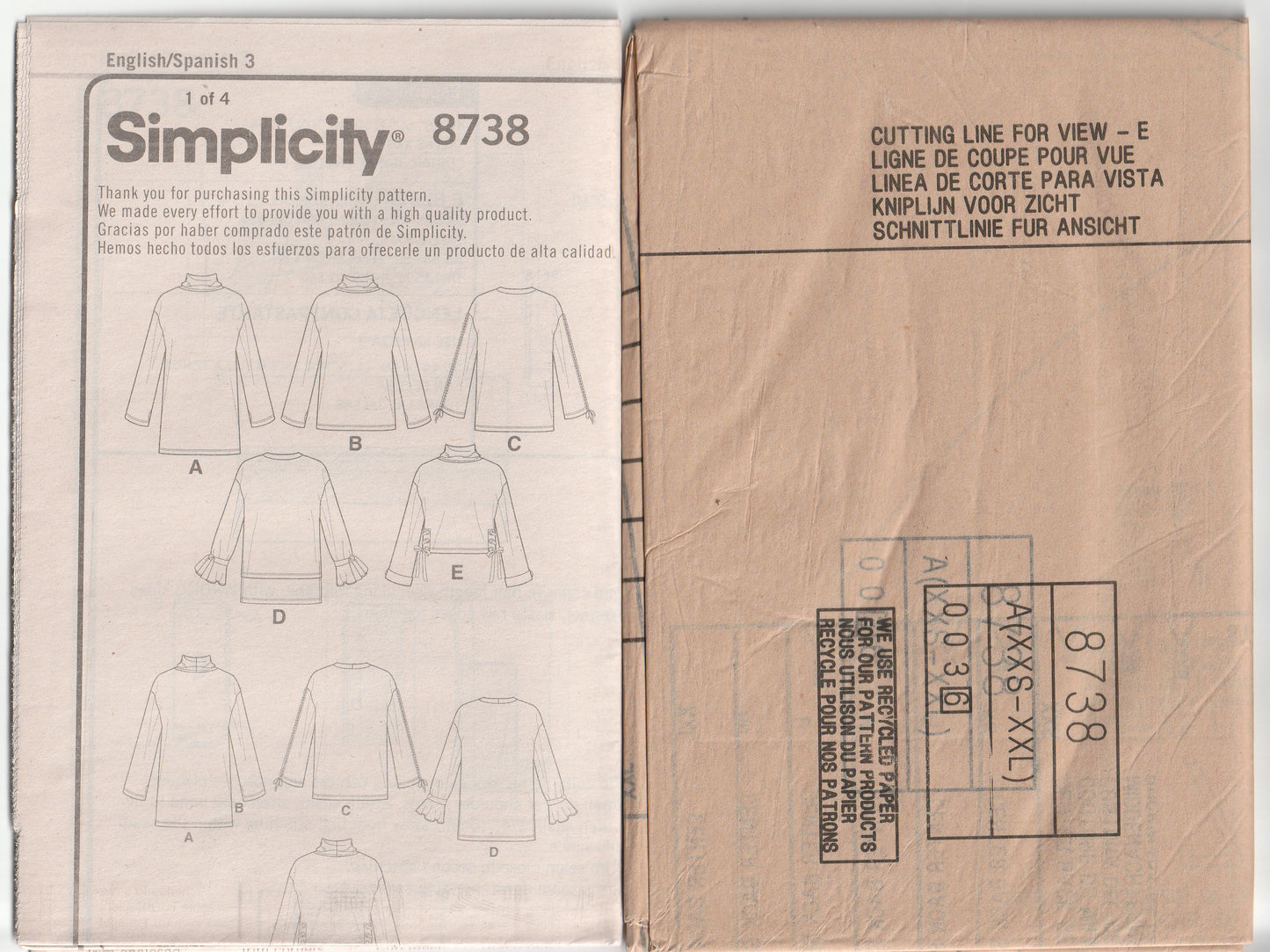 Simplicity 8738 Womens Stretch Knit Mini Dress Tunic & Top Out Of Print Paper Sewing Pattern Sizes XXS - XXL UNCUT Factory Folded