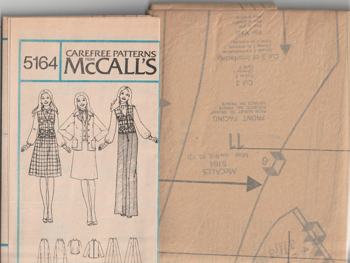 McCall's 5164 Marlo's Corner Womens Jacket Vest Skirt & Pants 1970s ...