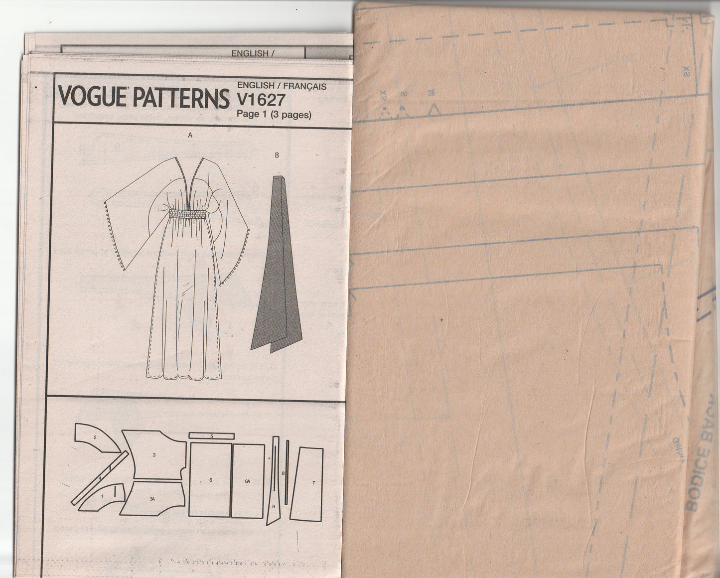 Vogue American Designer 1627 ZANDRA RHODES Womens Evening Kimono Style Gown & Sash Paper Sewing Pattern Sizes XS-M UNCUT Factory Folded