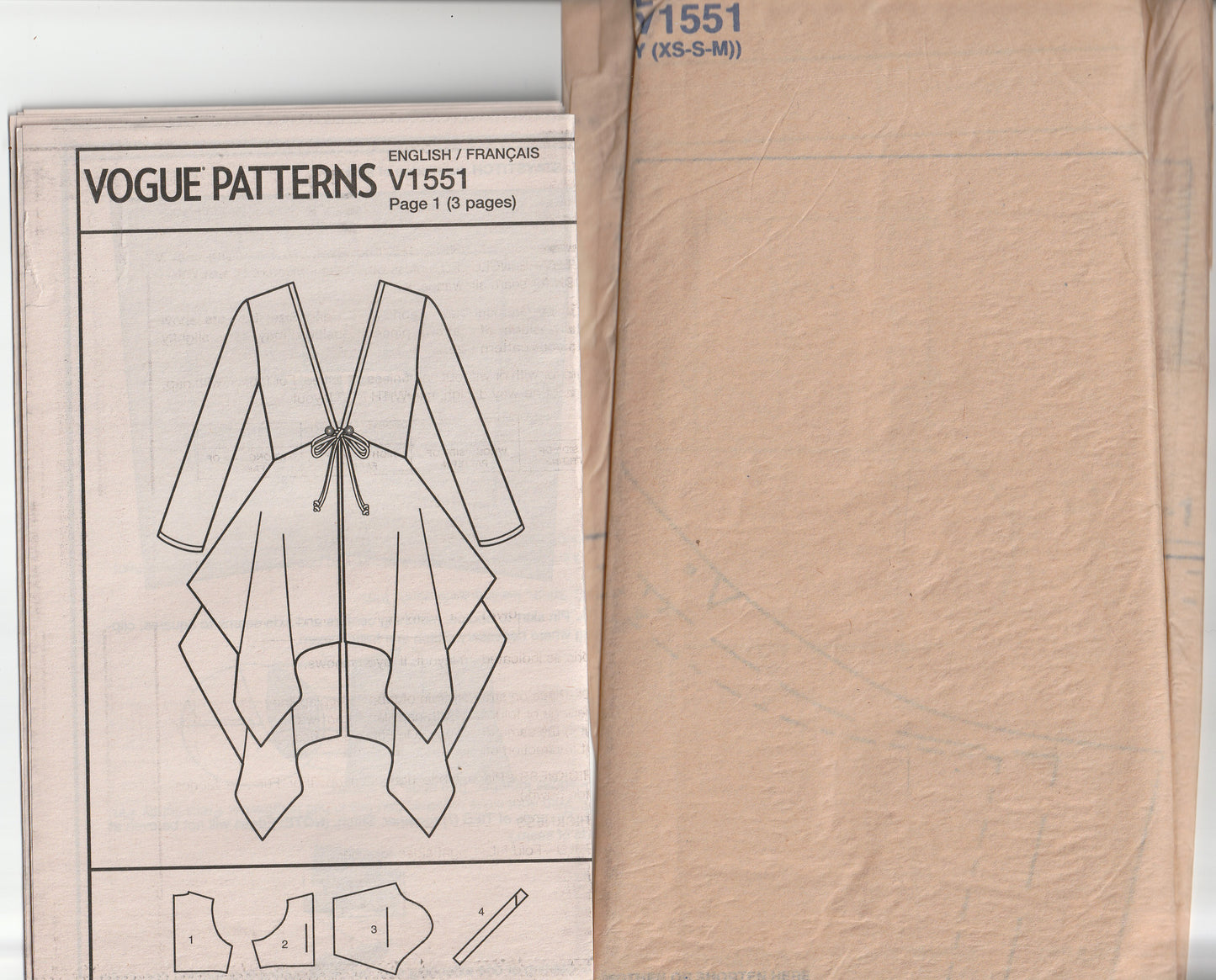 Vogue Designer Original 1551 ZANDRA RHODES Layered Sheer Beach Cover Up or Evening Jacket Out Of Print Paper Sewing Pattern Sizes XS - M UNCUT Factory Folded