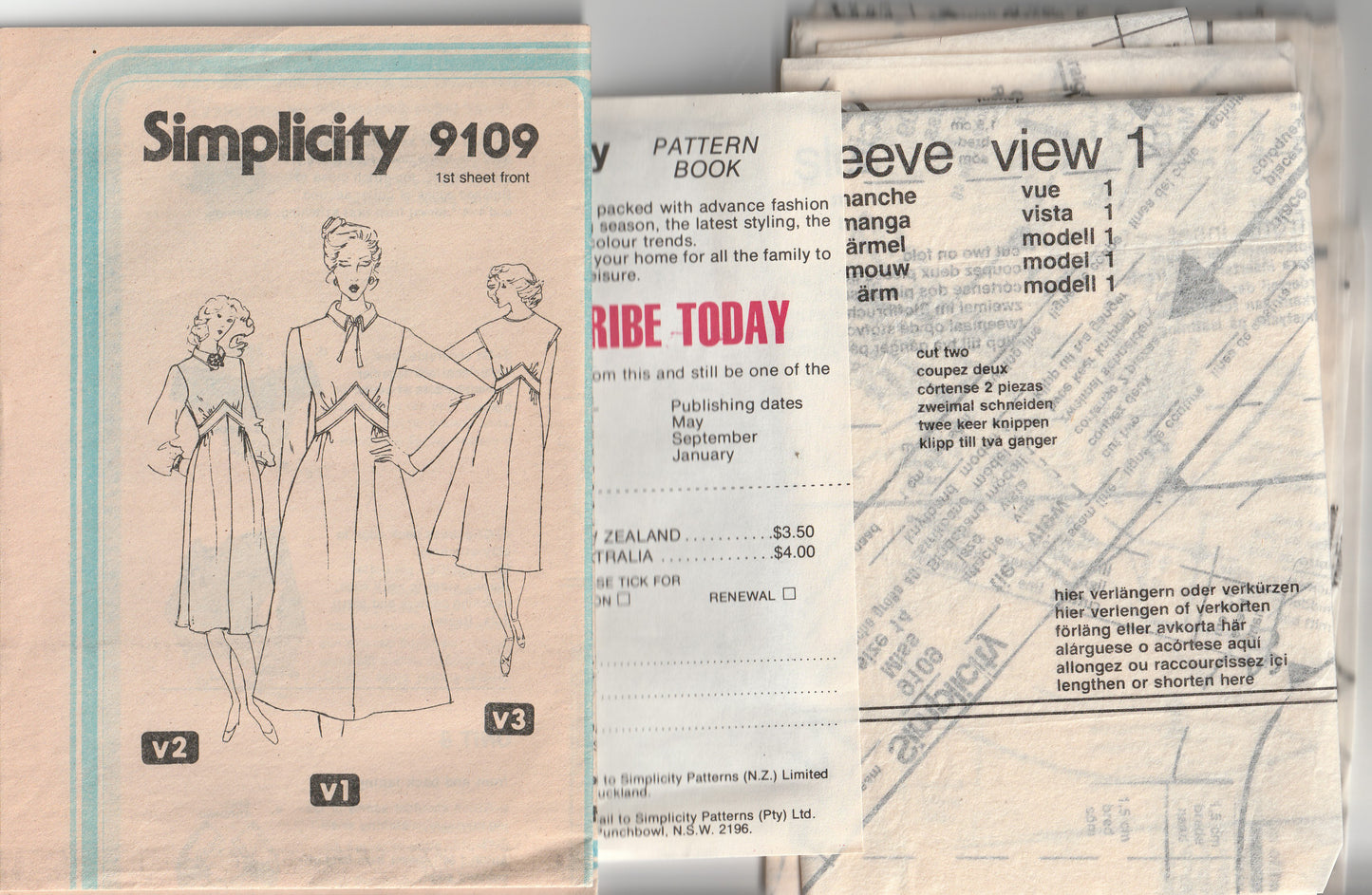 Simplicity 9109 Womens Fit & Flared Dress with Waist Insert 1970s Vintage Paper Sewing Pattern Size 14 Bust 36 inches