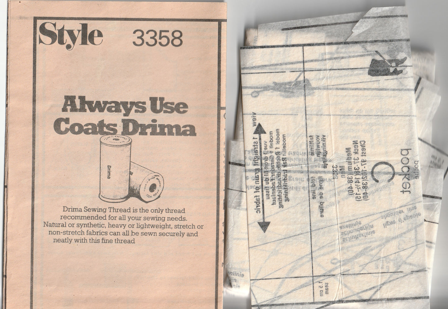 Style 3358 Mens Classic Button Front Shirt 1980s Vintage Paper Sewing Pattern Size MEDIUM Chest 38 - 40 inches
