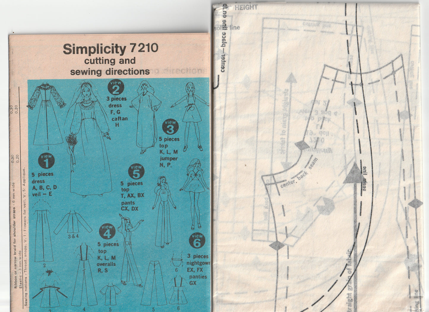 Simplicity 7210 Teenage Barbie Doll Clothes including Wedding Dress 1970s Vintage Paper Sewing Pattern UNCUT Factory Folded