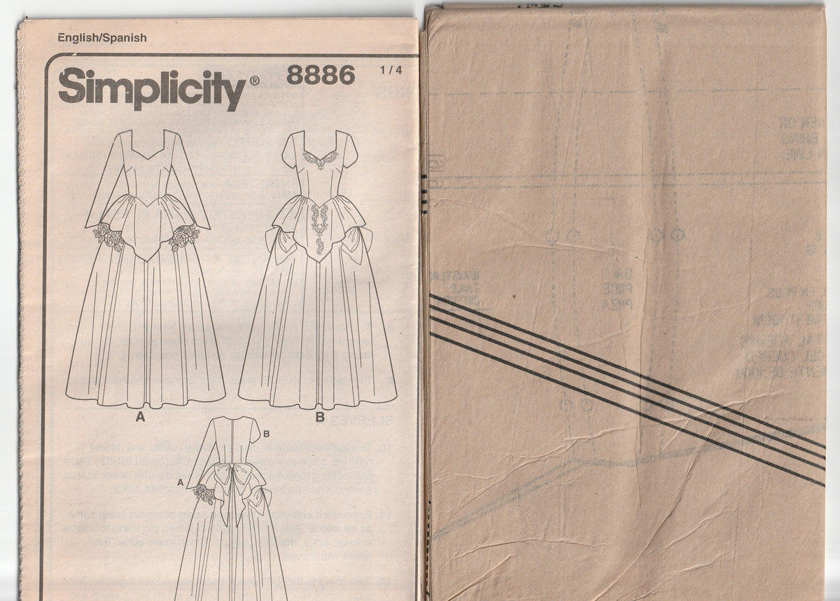 Simplicity 8886 Womens 1940s Inspired Full Skirt Wedding Gown with Pep ...