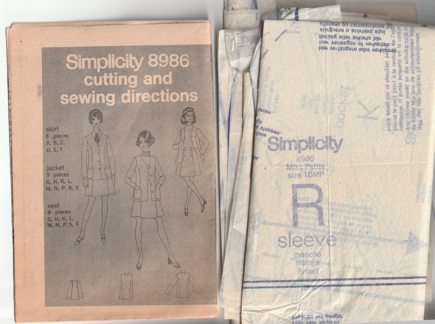 Simplicity 8986 Womens Princess Jacket Vest & Flared Skirts 1970s Vintage Paper Sewing Pattern Size 10MP Bust 32.5 inches