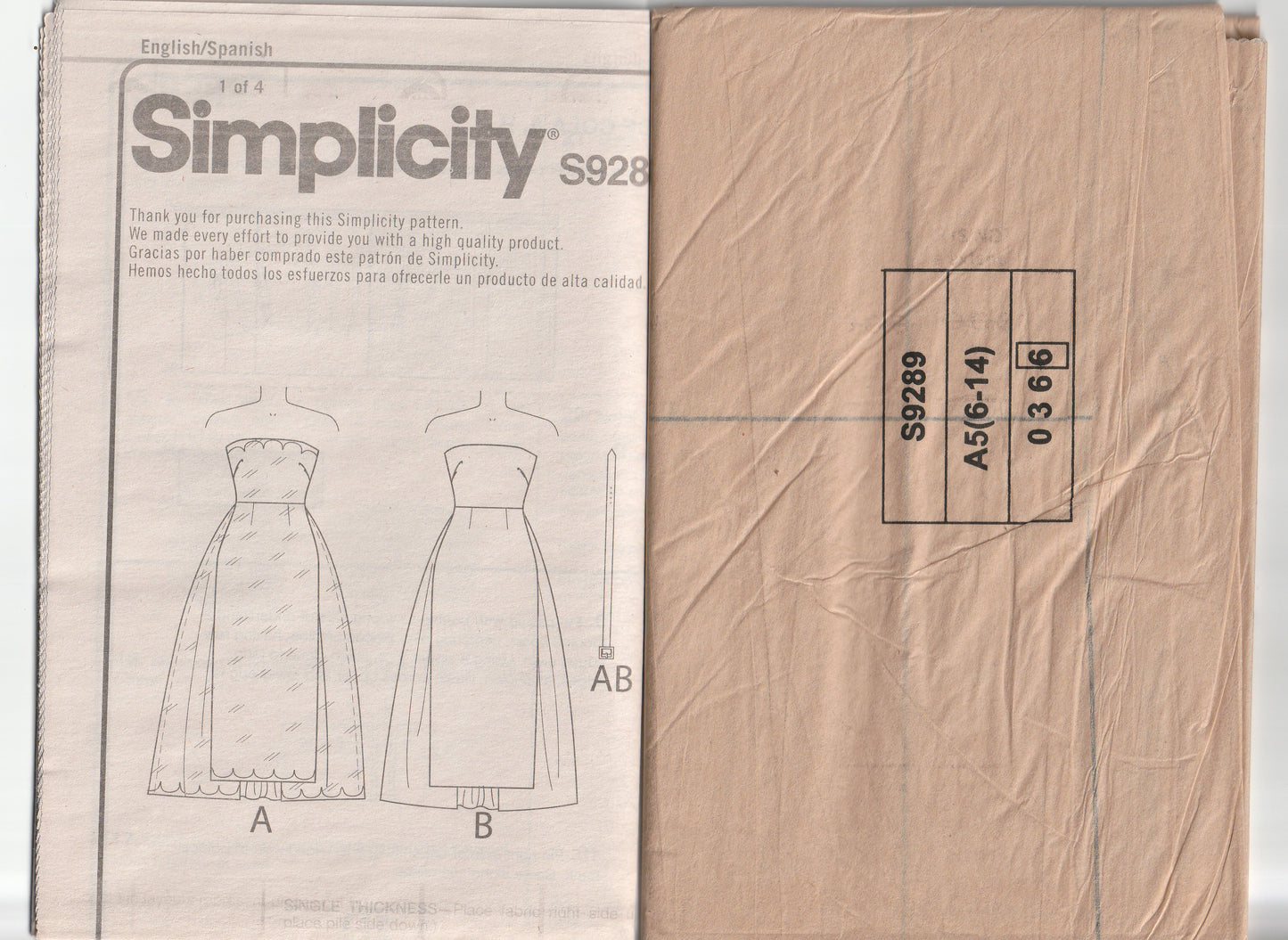 Simplicity 9289 GERTIE'S Womens Strapless Boned Bodice Wedding Dress with Train Paper Sewing Pattern Size 6 - 14 UNCUT Factory Folded