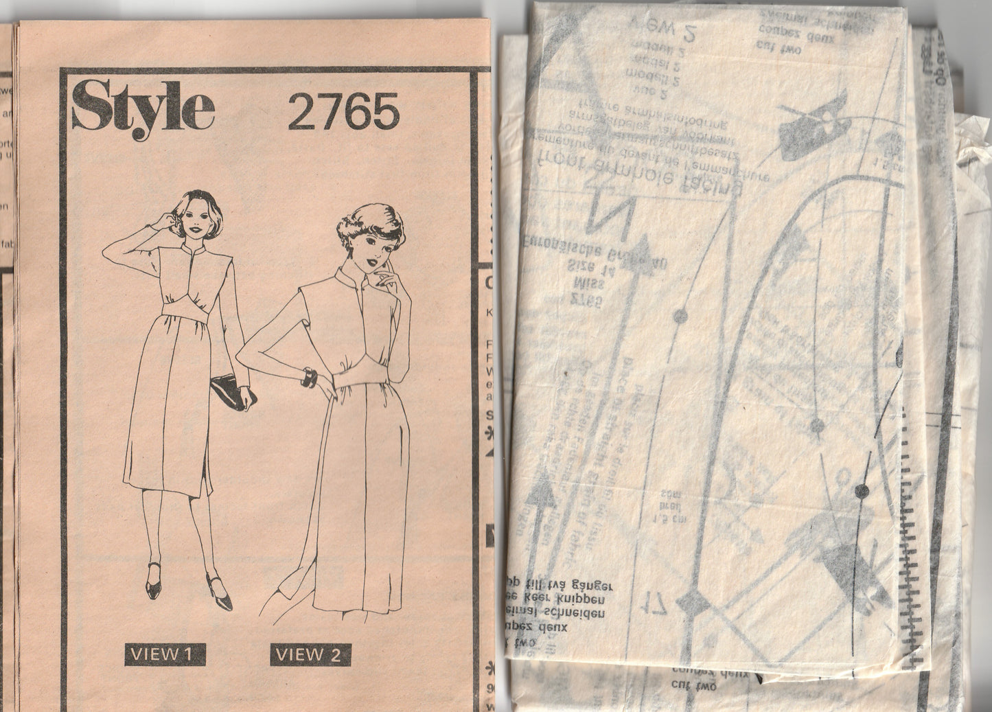 Style 2765 Womens Mandarin Collar Dress with Shaped Midriff Panel 1970s Vintage Paper Sewing Pattern Size 14 Bust 36 Inches