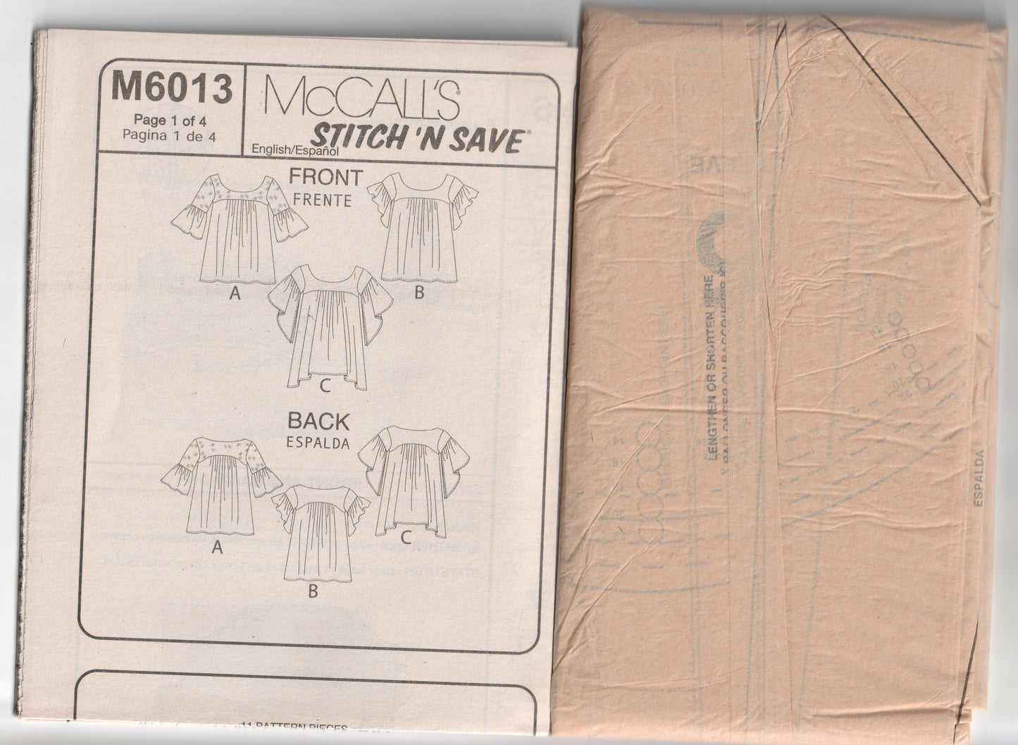McCall's 6013 Womens Yoked Pullover Smock Tops Out Of Print Sewing Pattern Size 14 - 22 UNCUT Factory Folded