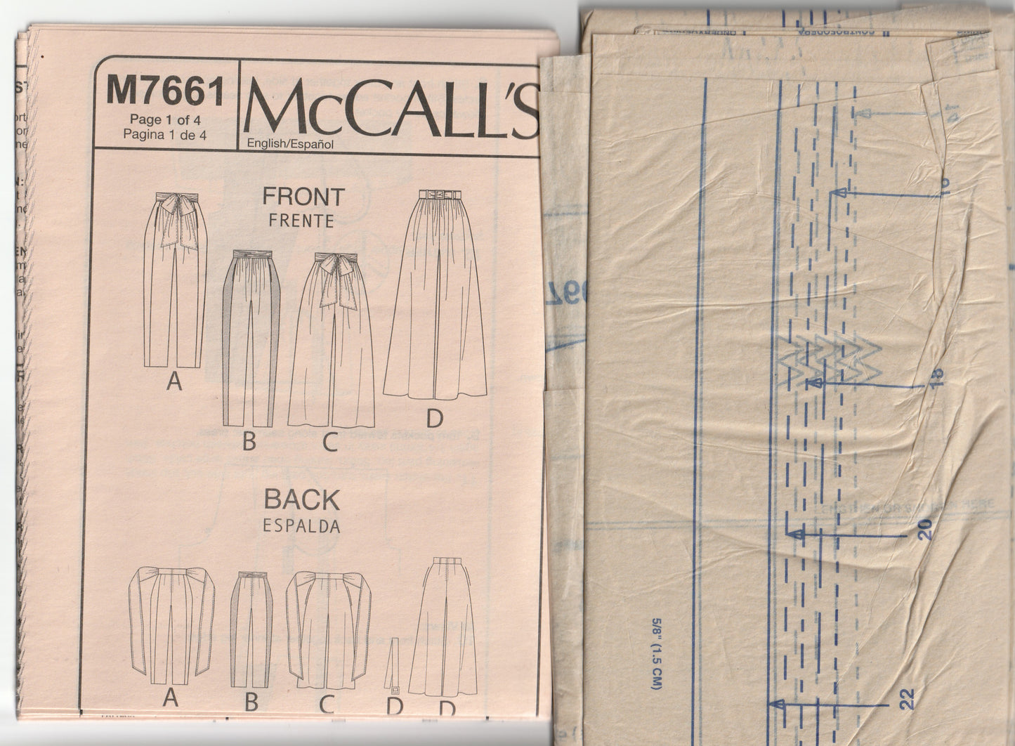 McCall's 7661 Womens High Waisted Pants in 4 Styles Paper Sewing Pattern Size 14 - 22 UNCUT Factory Folded