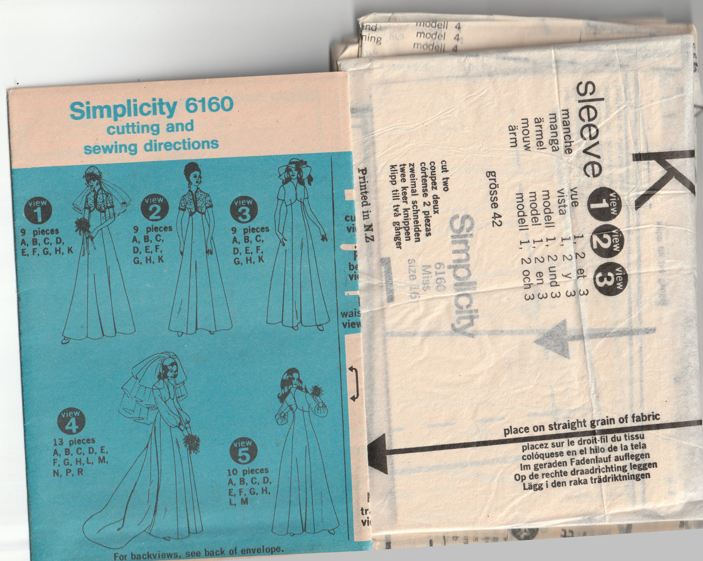 Simplicity 6160 Womens High Waisted Wedding Gown with Optional Train 1970s Vintage Paper Sewing Pattern Size 16 Bust 38 inches