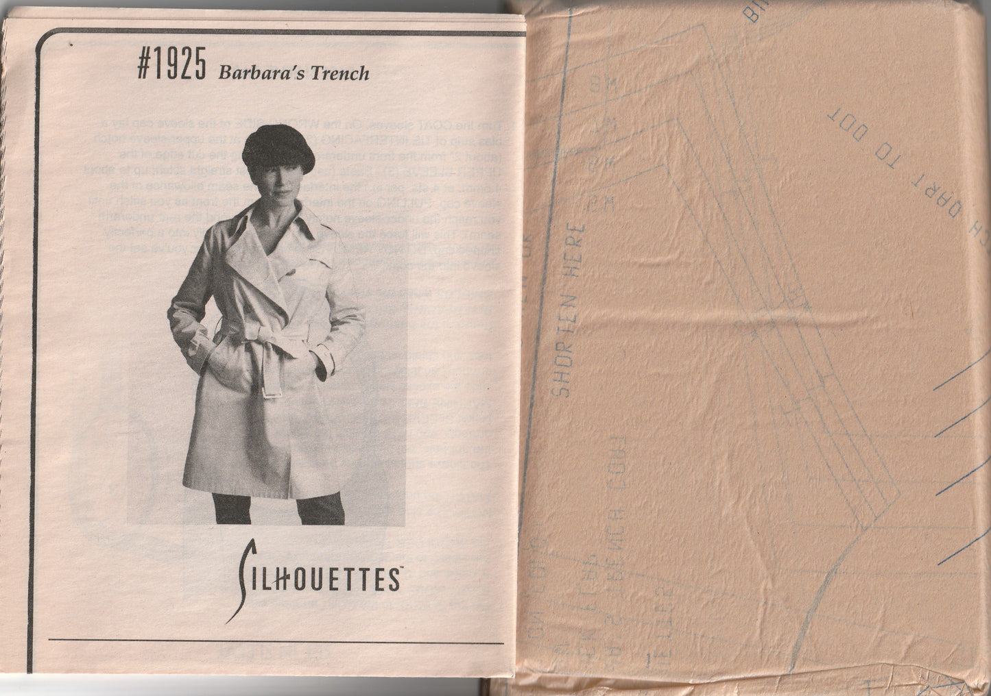 SILHOUETTES #1925 Womens Barbara's Trenchcoat Paper Sewing Pattern ALL SIZES UNCUT Factory Folded