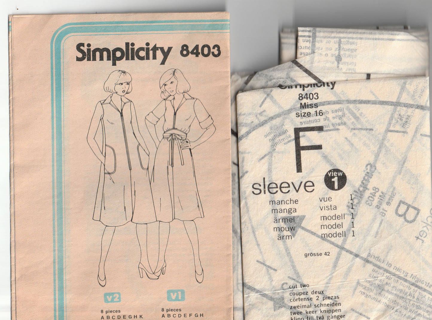 Simplicity 8403 Womens JIFFY Zip Front Tent Dress & Obi Style Tie Belt 1970s Vintage Paper Sewing Pattern Size 16 Bust 38 Inches