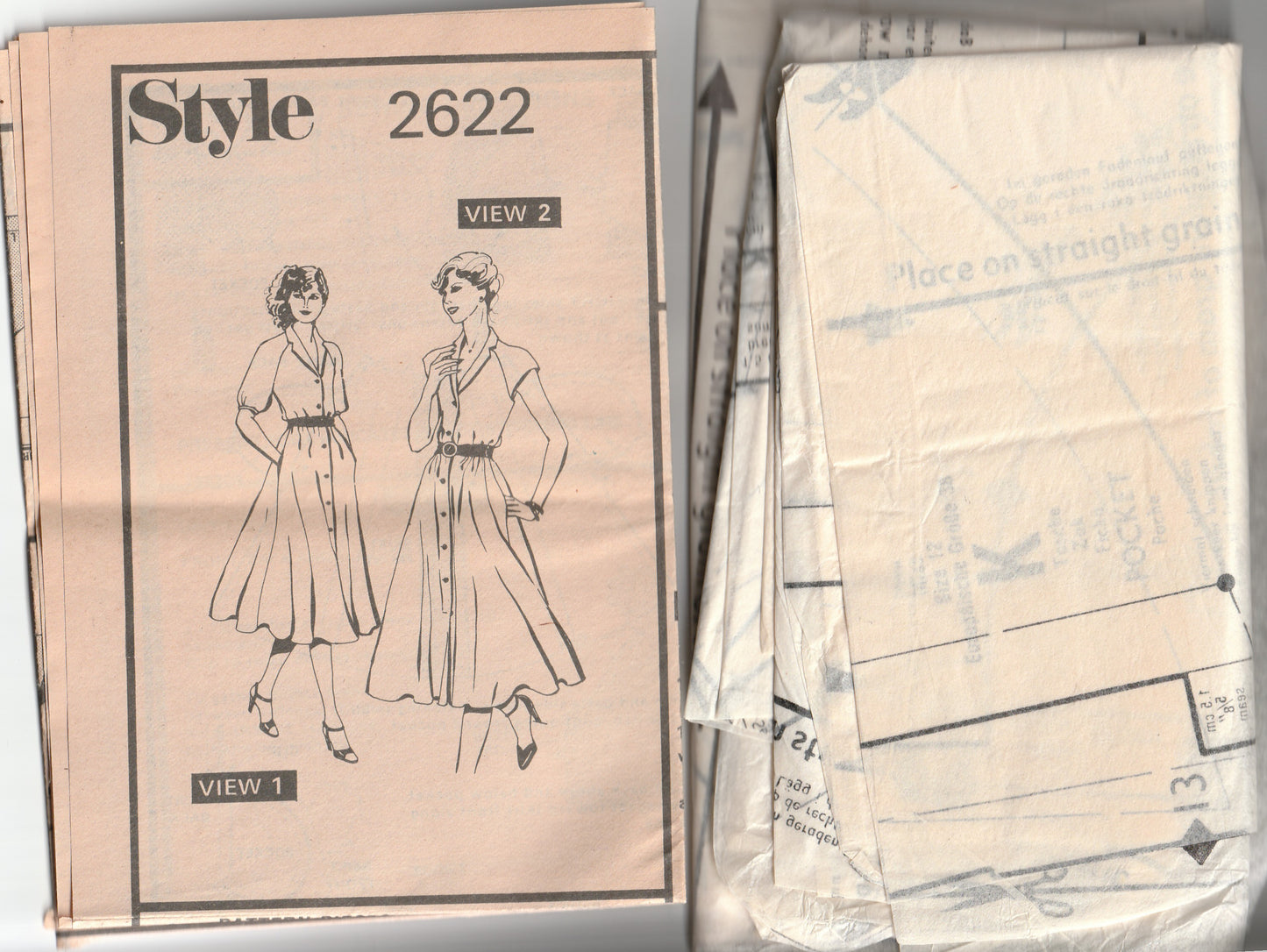 Style 2622 Womens Front Buttoned Shirtdress 1970s Vintage Paper Sewing Pattern Size 12 Bust 34 inches
