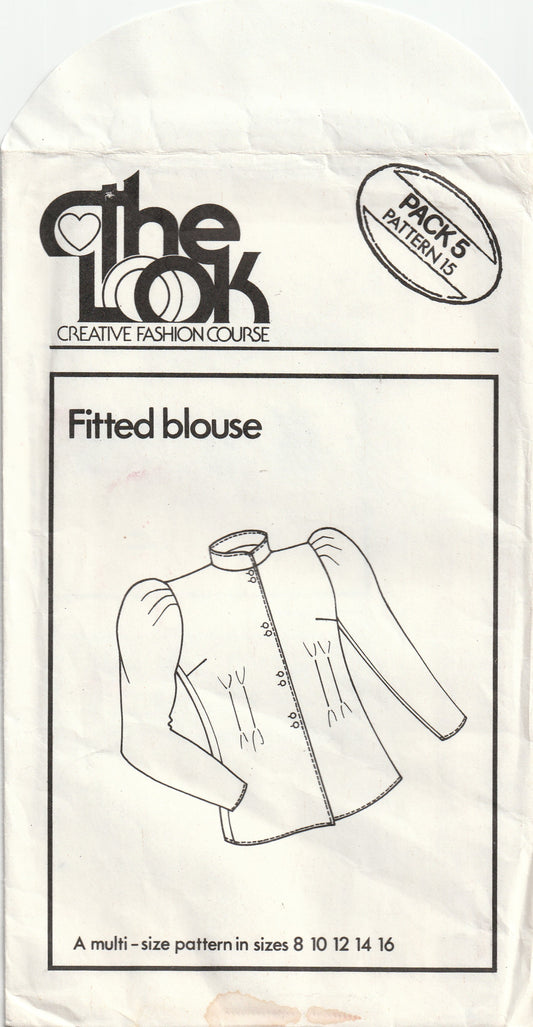 The Look Mail Order Pack 5/15 Womens Puff Sleeved Waist Tucked Bouse 1980s Vintage Paper Sewing Pattern Size 8 - 16 UNCUT Factory Folded