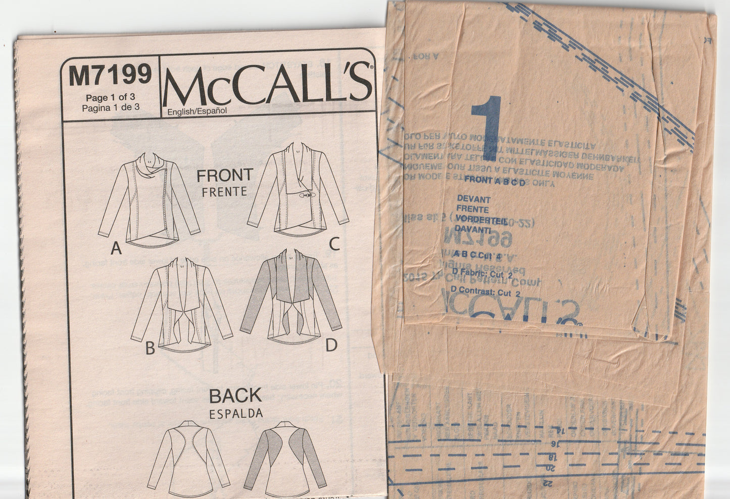 McCall's 7199 Womens Stretch Knit Jackets in 4 Styles Out Of Print Paper Sewing Pattern Size 14 - 22 UNCUT Factory Folded