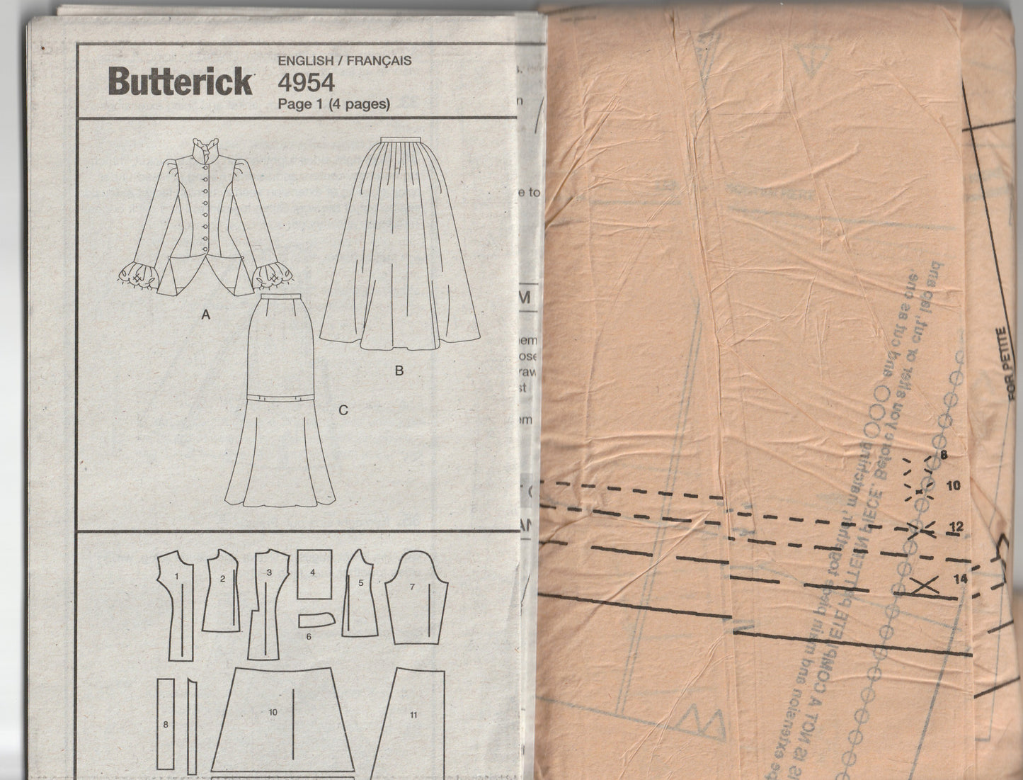 Butterick 4954 MAKING HISTORY Womens Early 20th Century Costume Jacket & Skirt Out Of Print Paper Sewing Pattern Sizes 8 - 14 UNCUT Factory Folded