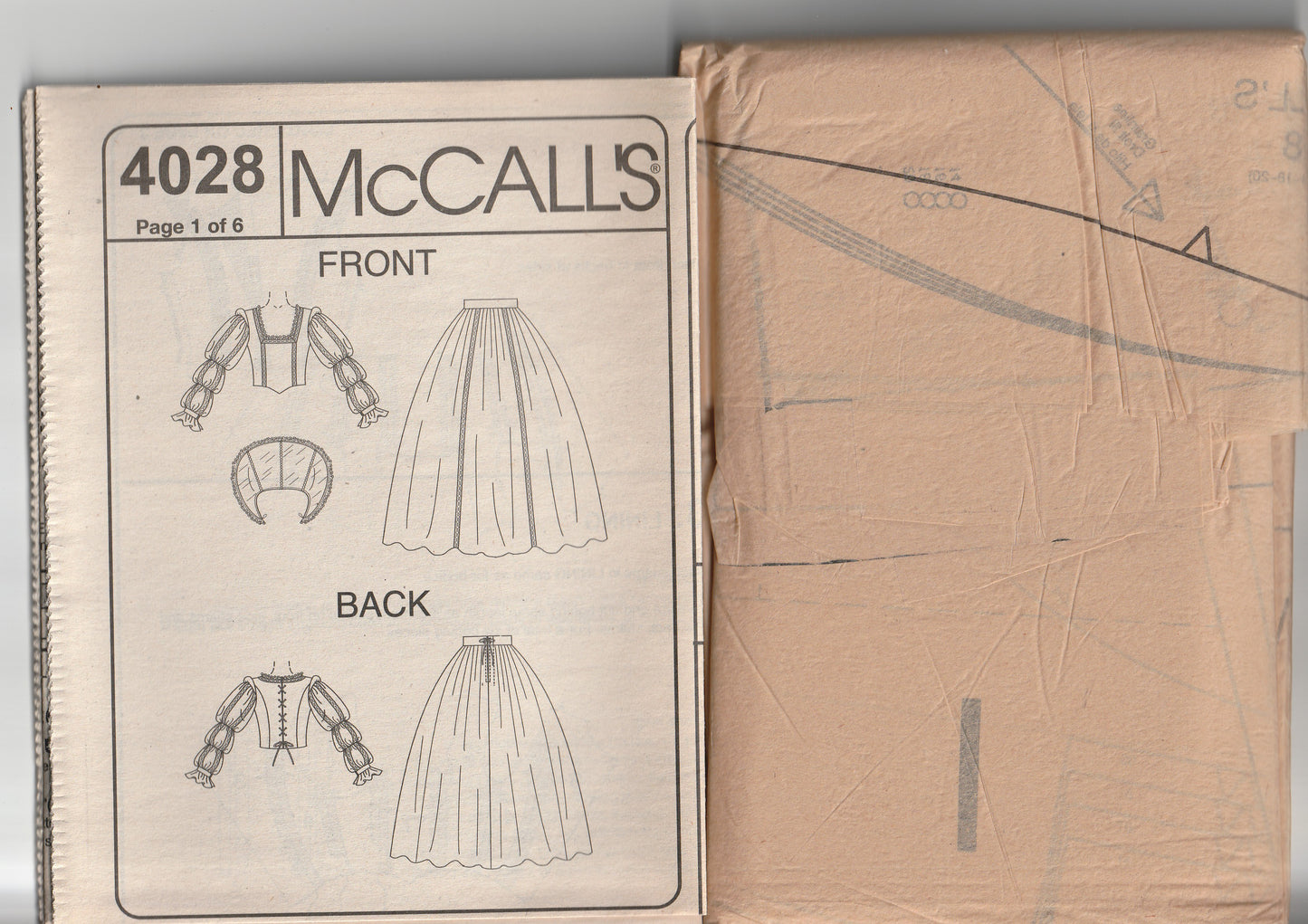 McCall's 4028 Womens Elizabethan Costume for Cosplay or Theatre Out Of Print Paper Sewing Pattern Size 14 - 20 UNCUT Factory Folded
